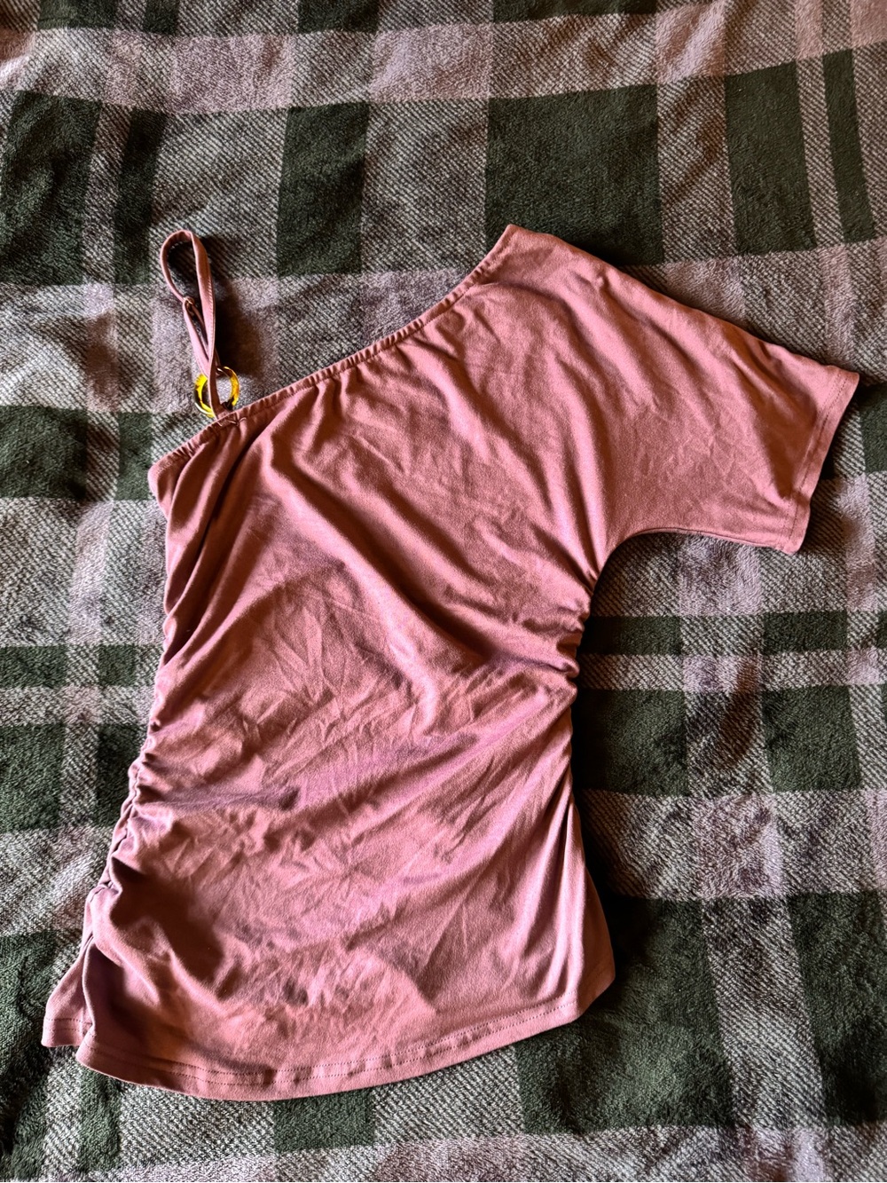 Y2K Purple One-Shoulder Floral Print Top - Picture 2 of 5